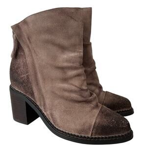 Sbicca Millie suede leather ankle booties slouchy distressed block heel boho 7